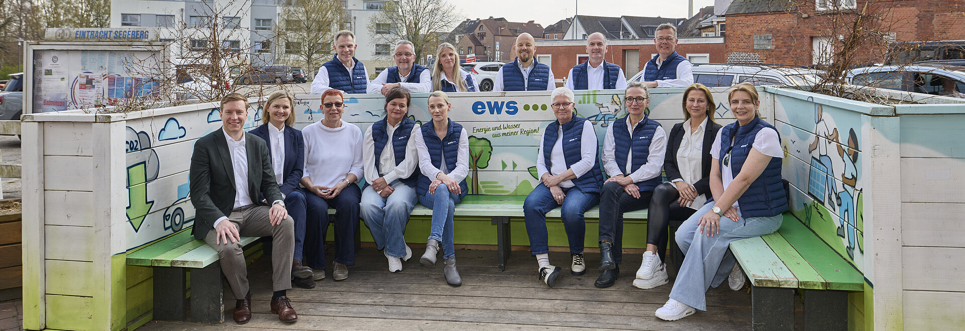 Teamfoto auf der ews Bank